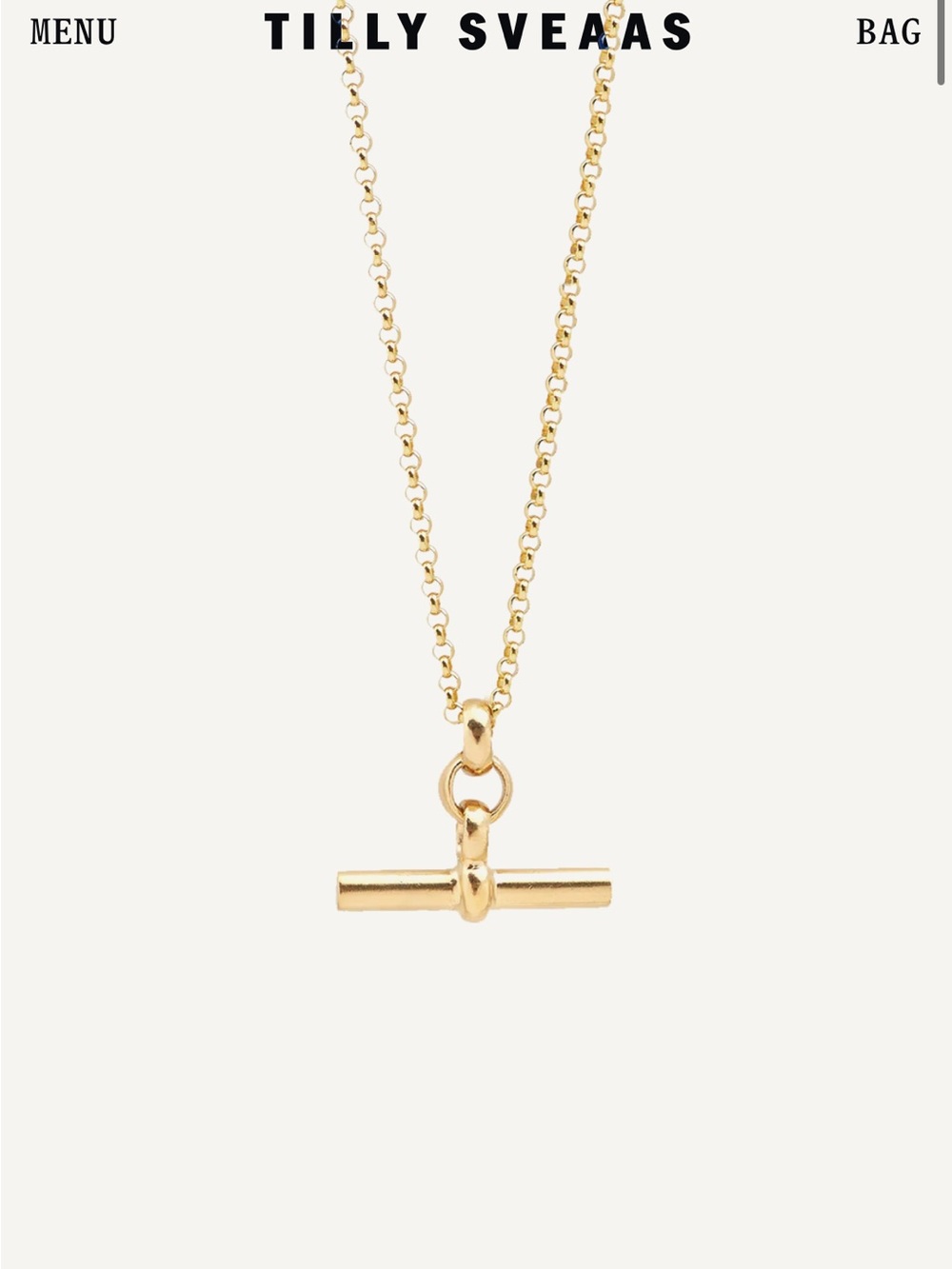 Tilly Sveaas Medium Gold T-Bar On Belcher Chain - Picture 5 of 9